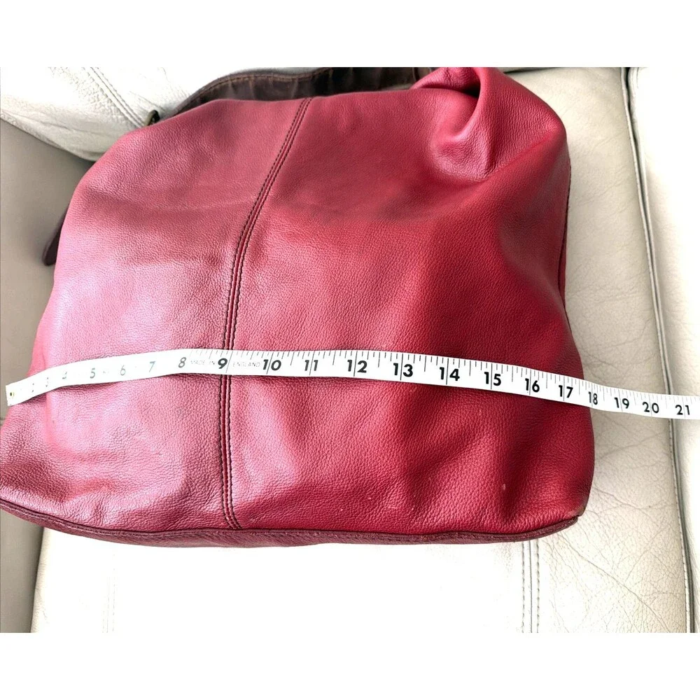 Vintage Lucky Brand Hobo Leather Bag Red Buckle Slouchy Boho Y2K